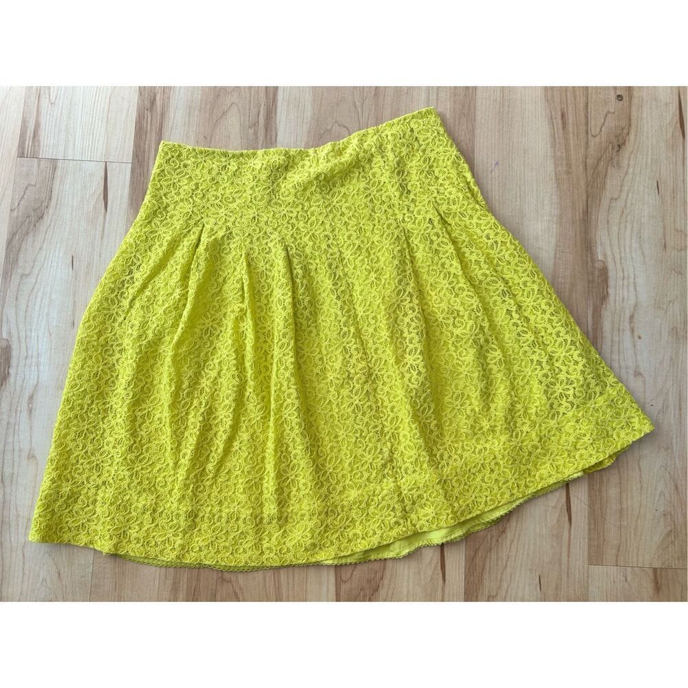 Anthropologie HD in Paris Cotton Blend Lace Chartreuse Green Skit